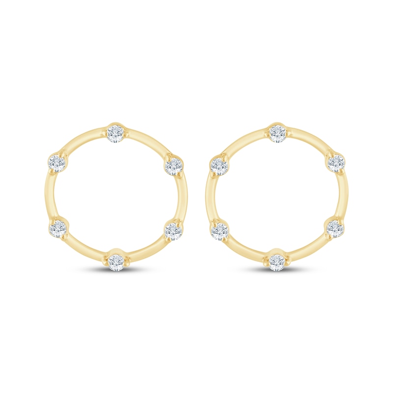 Main Image 2 of KAY Lab-Grown Diamonds Station Circle Earrings 1/4 ct tw 10K Yellow Gold