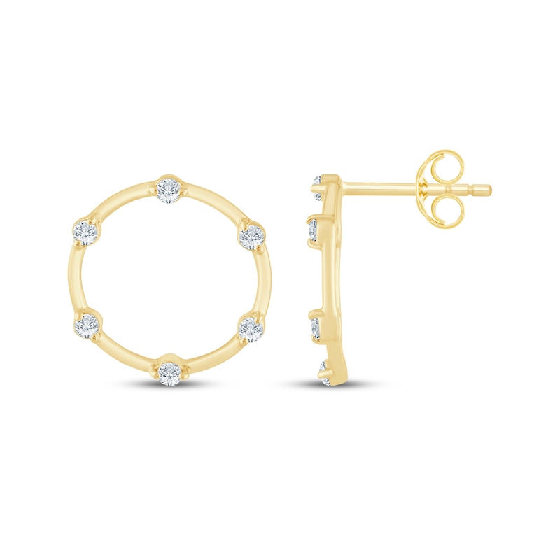 Main Image 3 of KAY Lab-Grown Diamonds Station Circle Earrings 1/4 ct tw 10K Yellow Gold