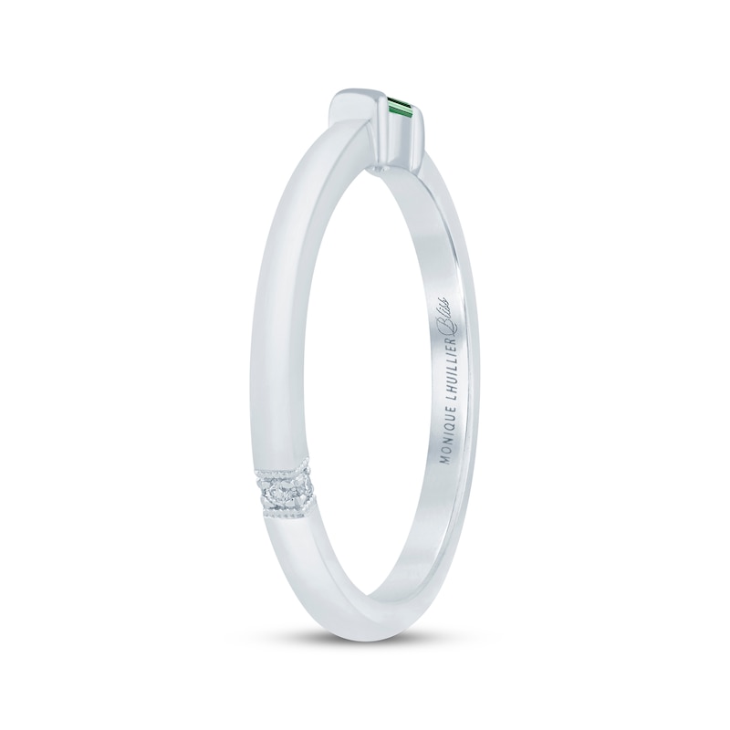 Main Image 2 of Monique Lhuillier Bliss Emerald-Cut Green Lab-Grown Diamond Anniversary Ring 1/10 ct tw 18K White Gold