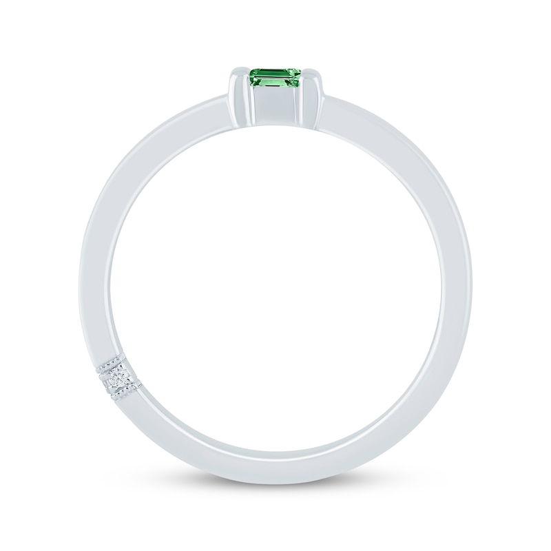 Main Image 3 of Monique Lhuillier Bliss Emerald-Cut Green Lab-Grown Diamond Anniversary Ring 1/10 ct tw 18K White Gold