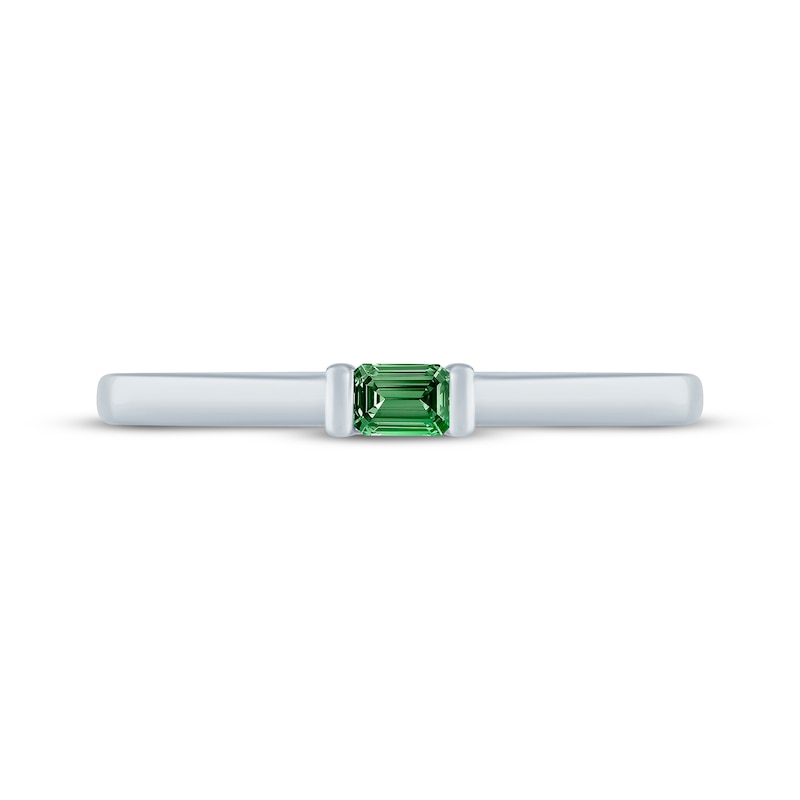 Main Image 4 of Monique Lhuillier Bliss Emerald-Cut Green Lab-Grown Diamond Anniversary Ring 1/10 ct tw 18K White Gold