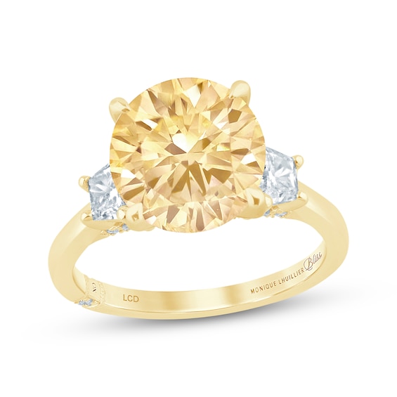 Monique Lhuillier Bliss Round-Cut Yellow Lab-Grown Diamond & White Lab-Grown Diamond Engagement Ring 3-5/8 ct tw 18K Yellow Gold