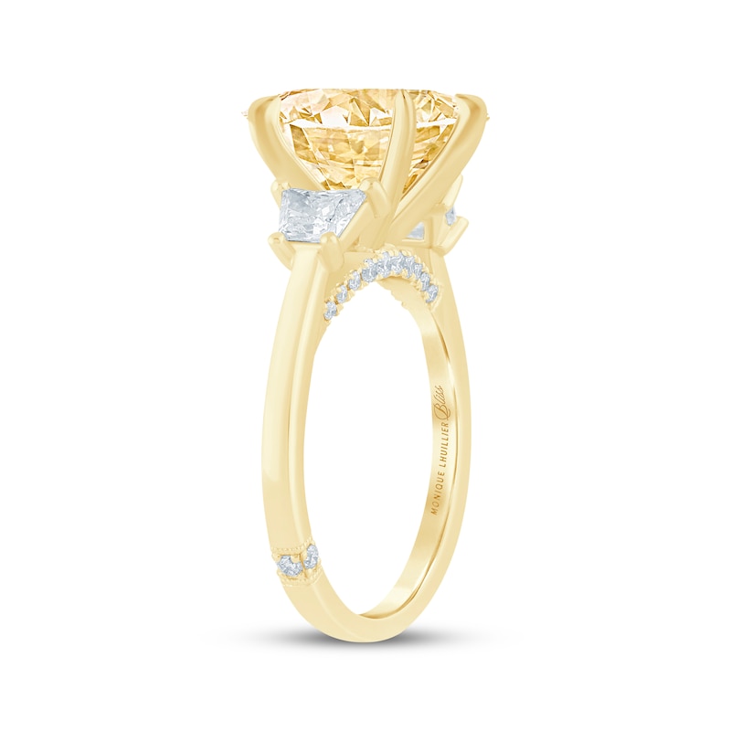 Main Image 2 of Monique Lhuillier Bliss Round-Cut Yellow Lab-Grown Diamond & White Lab-Grown Diamond Engagement Ring 3-5/8 ct tw 18K Yellow Gold
