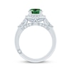Thumbnail Image 3 of Monique Lhuillier Bliss Oval-Cut Green & White Lab-Grown Diamond Halo Engagement Ring 2-1/2 ct tw 18K White Gold
