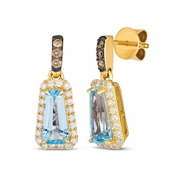 Le Vian Baguette-Cut Blue Topaz Drop Earrings 1/2 ct tw Diamonds 14K Honey Gold