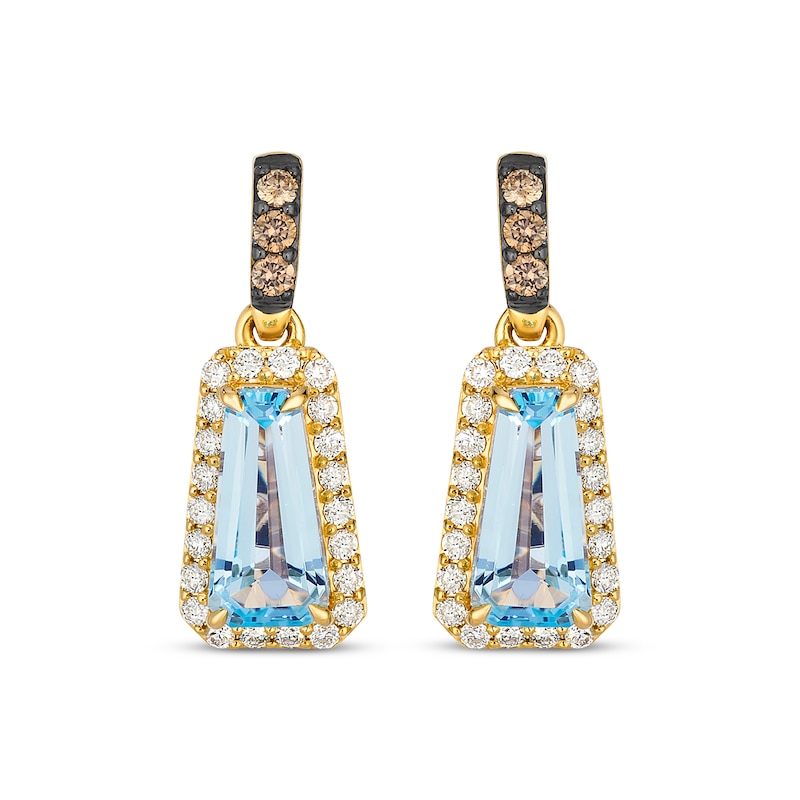 Main Image 2 of Le Vian Baguette-Cut Blue Topaz Drop Earrings 1/2 ct tw Diamonds 14K Honey Gold
