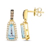 Thumbnail Image 3 of Le Vian Baguette-Cut Blue Topaz Drop Earrings 1/2 ct tw Diamonds 14K Honey Gold