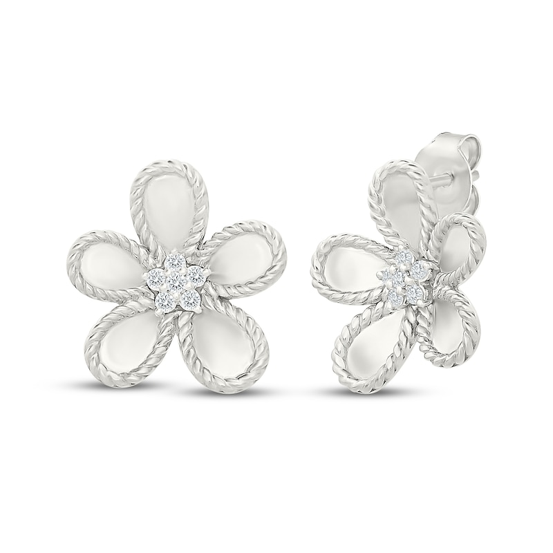 Main Image 1 of KAY Lab-Grown Diamonds Flower Stud Earrings 1/10 ct tw Sterling Silver