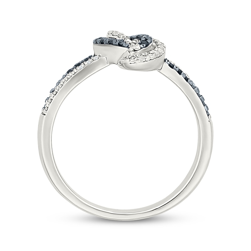 Main Image 3 of Black & White Diamond Knot Ring 1/6 ct tw Sterling Silver