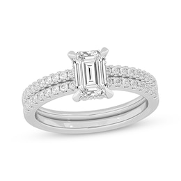 Now + Forever Lab-Grown Diamonds Emerald-Cut Bridal Set 1-3/8 ct tw 14K White Gold