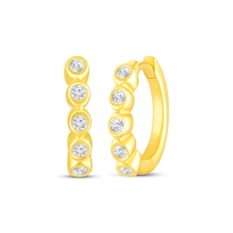 KAY Lab-Grown Diamonds Bezel-Set Five-Stone Hoop Earrings 1/15 ct tw 24K Yellow Gold Vermeil Sterling Silver