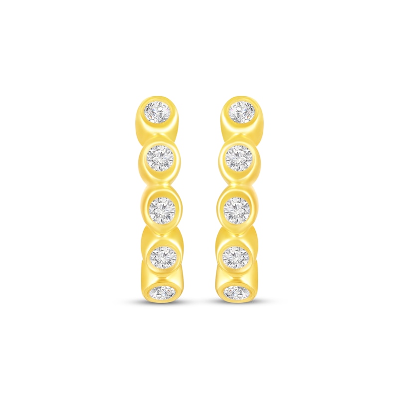 Main Image 2 of KAY Lab-Grown Diamonds Bezel-Set Five-Stone Hoop Earrings 1/15 ct tw 24K Yellow Gold Vermeil Sterling Silver