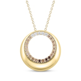 Desert Diamonds Ombré Circle Necklace 1/2 ct tw 18K Yellow Gold-Plated Sterling Silver 18"