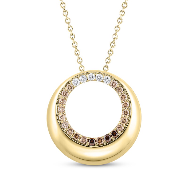 Main Image 1 of Desert Diamonds Ombré Circle Necklace 1/2 ct tw 18K Yellow Gold-Plated Sterling Silver 18"