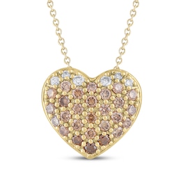 Desert Diamonds Pavé Heart Necklace 1/4 ct tw 18K Yellow Gold-Plated Sterling Silver 18"