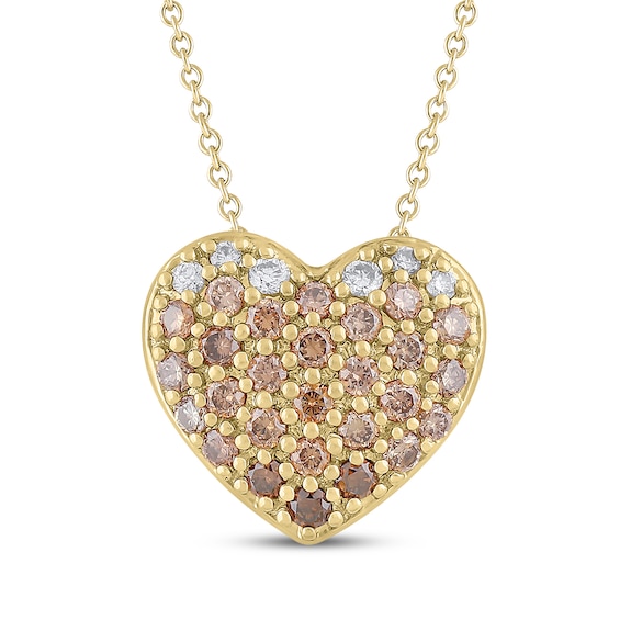 Desert Diamonds Pavé Heart Necklace 1/4 ct tw 18K Yellow Gold-Plated Sterling Silver 18"