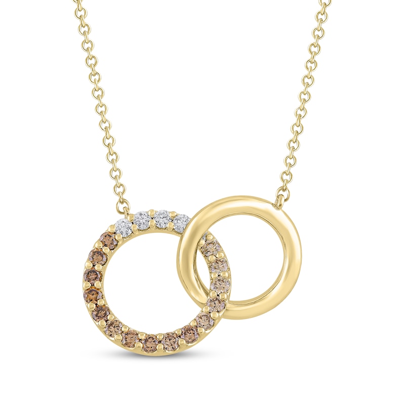 Main Image 1 of Desert Diamonds Ombré Interlocking Circles Necklace 1/4 ct tw 18K Gold-Plated Sterling Silver 18"