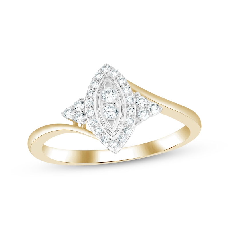 Main Image 1 of Multi-Diamond Marquise-Shaped Promise Ring 1/6 ct tw 10K Yellow Gold