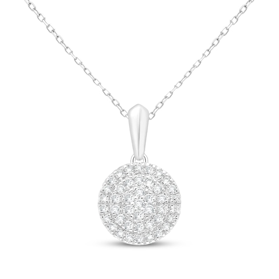 Diamond Triple Halo Circle Necklace 1/5 ct tw Sterling Silver 18"