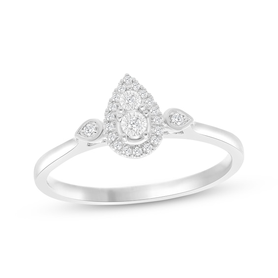 Multi-Diamond Teardrop Promise Ring 1/10 ct tw Sterling Silver