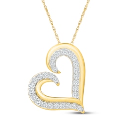 KAY Lab-Grown Diamonds Tilted Open Heart Necklace 1/2 ct tw 14K Yellow Gold-Plated Sterling Silver 18"