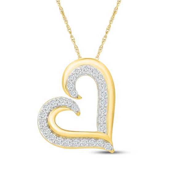 KAY Lab-Grown Diamonds Tilted Open Heart Necklace 1/2 ct tw 14K Yellow Gold-Plated Sterling Silver 18"