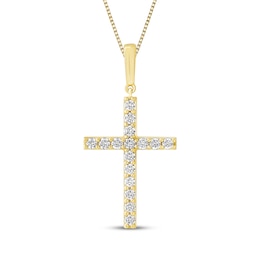 Diamond Cross Necklace 1/3 ct tw 10K Yellow Gold 18"
