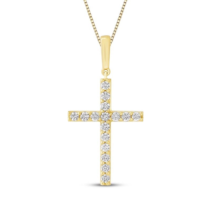 Main Image 1 of Diamond Cross Necklace 1/3 ct tw 10K Yellow Gold 18"