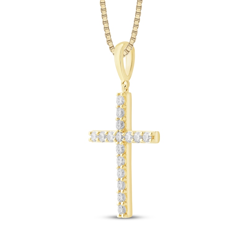 Main Image 2 of Diamond Cross Necklace 1/3 ct tw 10K Yellow Gold 18"