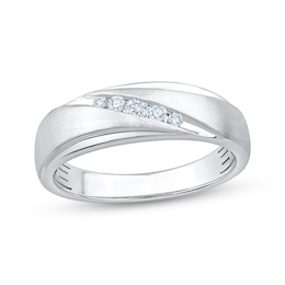 Now + Forever Lab-Grown Diamonds Men's Wedding Band 1/8 ct tw 14K White Gold