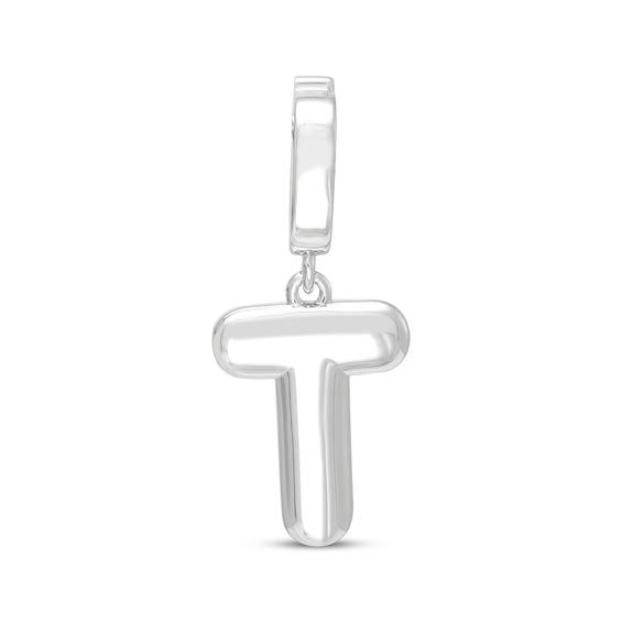 Letter T Mini Puff Charm Sterling Silver