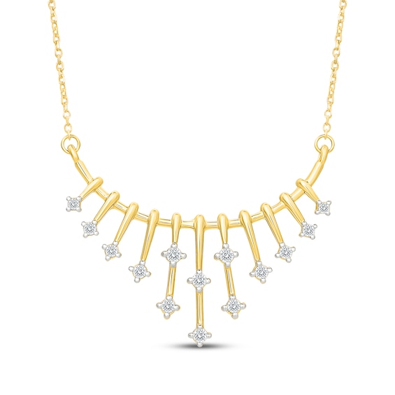 KAY Lab-Grown Diamonds Curved Bar Drop Necklace 1/4 ct tw 10K Yellow Gold 18"