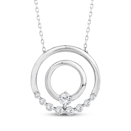 Mom + Me Lab-Grown Diamond Nine-Stone Double Circle Hoop Necklace 1/2 ct tw 10K White Gold 18"