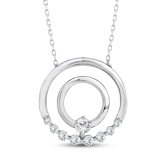 Mom + Me Lab-Grown Diamond Nine-Stone Double Circle Hoop Necklace 1/2 ct tw 10K White Gold 18"