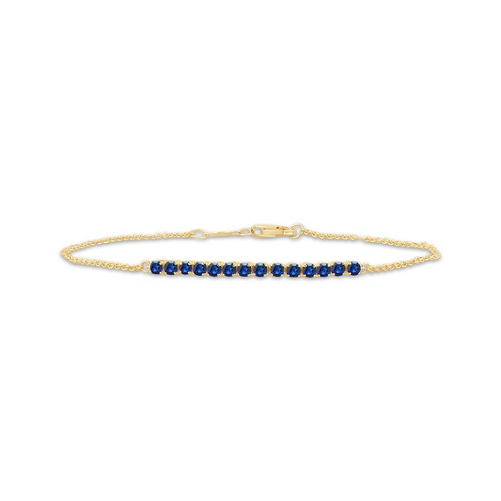 Blue Lab-Created Sapphire Bracelet 10K Yellow Gold 7"