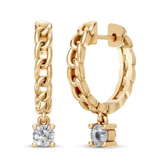 KAY Lab-Grown Diamonds Chain Link Hoop Drop Earrings 1/3 ct tw 18K Yellow Gold-Plated Sterling Silver (F/VS2)