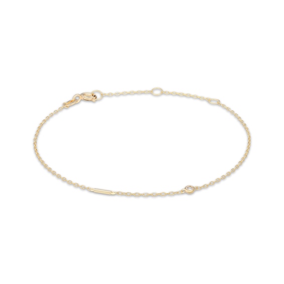Rocksbox The Sideways Initial Lab-Grown Diamond "I" Bracelet 24K Yellow Gold Vermeil Sterling Silver 8"