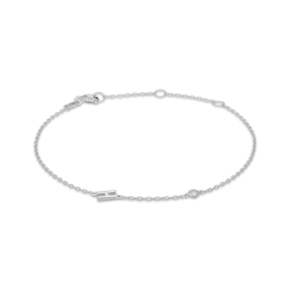 Rocksbox The Sideways Initial Lab-Grown Diamond "H" Bracelet Sterling Silver 8"