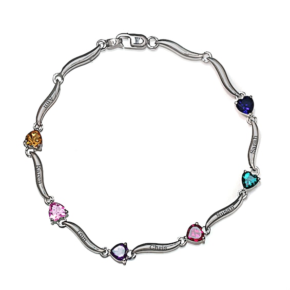 Birthstone Family & Mother's Bracelet (2-6 Stones and Lines)