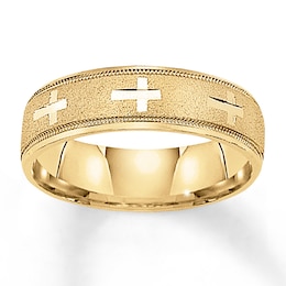 Now + Forever Cross Wedding Band 10K Yellow Gold 6mm
