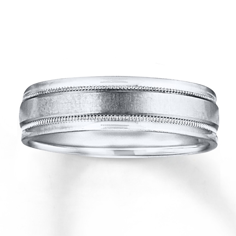 Wedding Band 10K White Gold 6mm