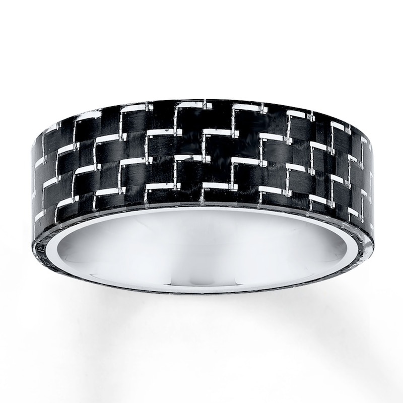 Main Image 1 of Now + Forever Men's Wedding Band Black Carbon Fiber Stainless Steel