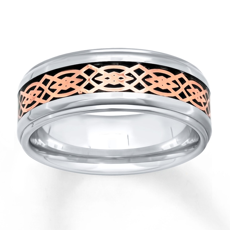 Main Image 1 of Now + Forever Men's Celtic Wedding Band Black Carbon Fiber Stainless Steel