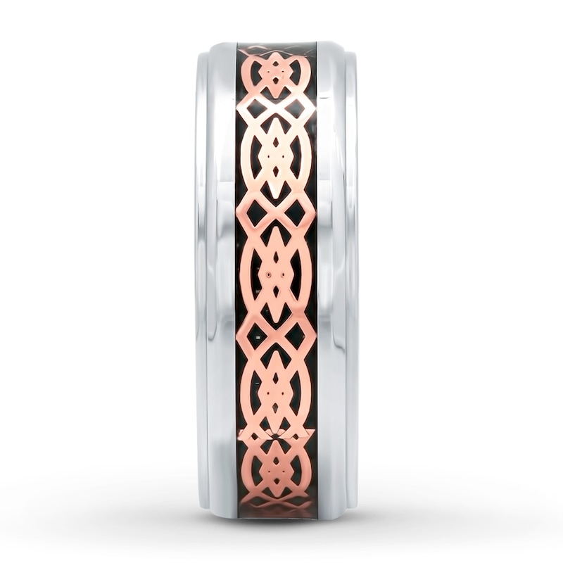 Main Image 3 of Now + Forever Men's Celtic Wedding Band Black Carbon Fiber Stainless Steel