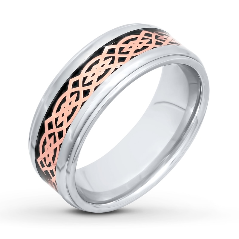 Main Image 4 of Now + Forever Men's Celtic Wedding Band Black Carbon Fiber Stainless Steel