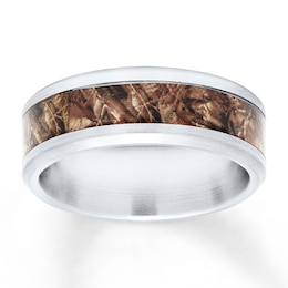 Now + Forever Men's Camouflage Wedding Band Stainless Steel/Carbon Fiber 8mm