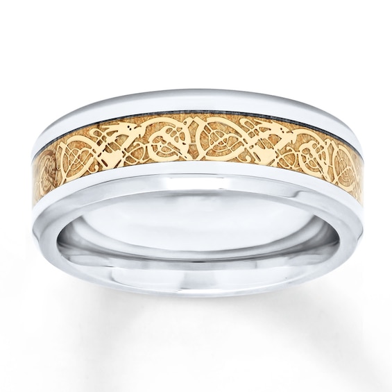 Now + Forever Men's Wedding Band Yellow Ion Plating Stainless Steel 8mm