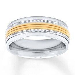 Men's Wedding Band Stainless Steel/Yellow Ion-Plating 8mm