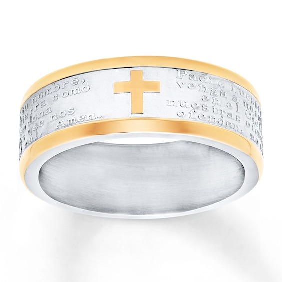 Now + Forever Men's Wedding Band Stainless Steel/Yellow Ion-Plating 8mm