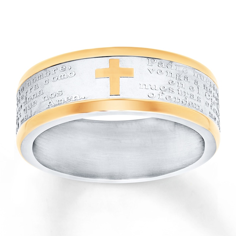 Main Image 1 of Now + Forever Men's Wedding Band Stainless Steel/Yellow Ion-Plating 8mm